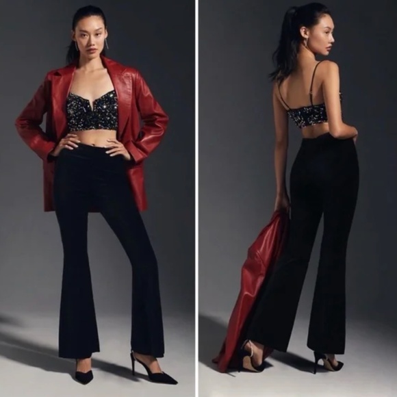 Anthropologie Pants - Black By Anthropologie Velvet Flare Pants Size US 8